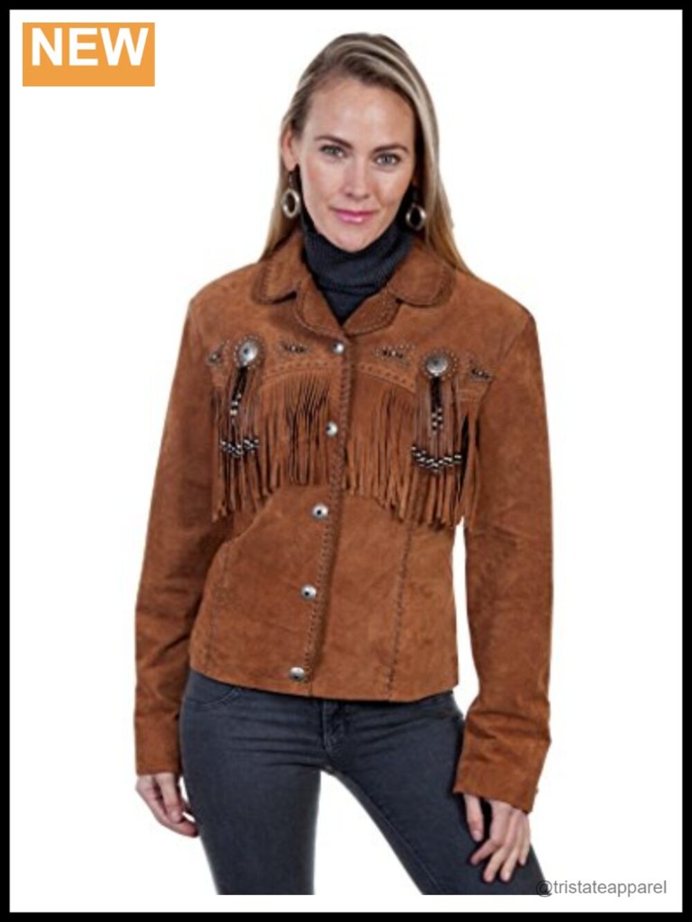 Women's Suede Beaded Fringe Jacket Western